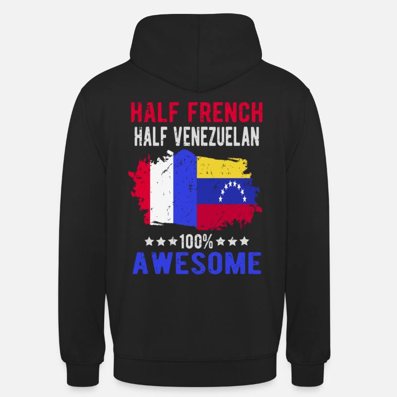 Moitié Français moitié vénézuélien - Sweat-shirt à capuche unisexe - noir