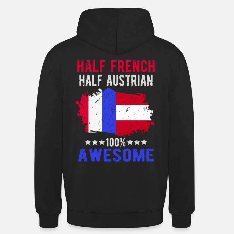Moitié Français moitié autrichien - Sweat-shirt à capuche unisexe - noir