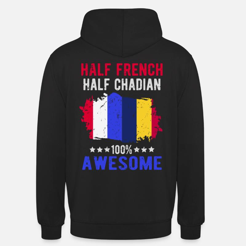 Moitié Français moitié Chader - Sweat-shirt à capuche unisexe - noir