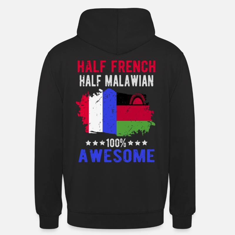 Moitié Français moitié Malawi - Sweat-shirt à capuche unisexe - noir