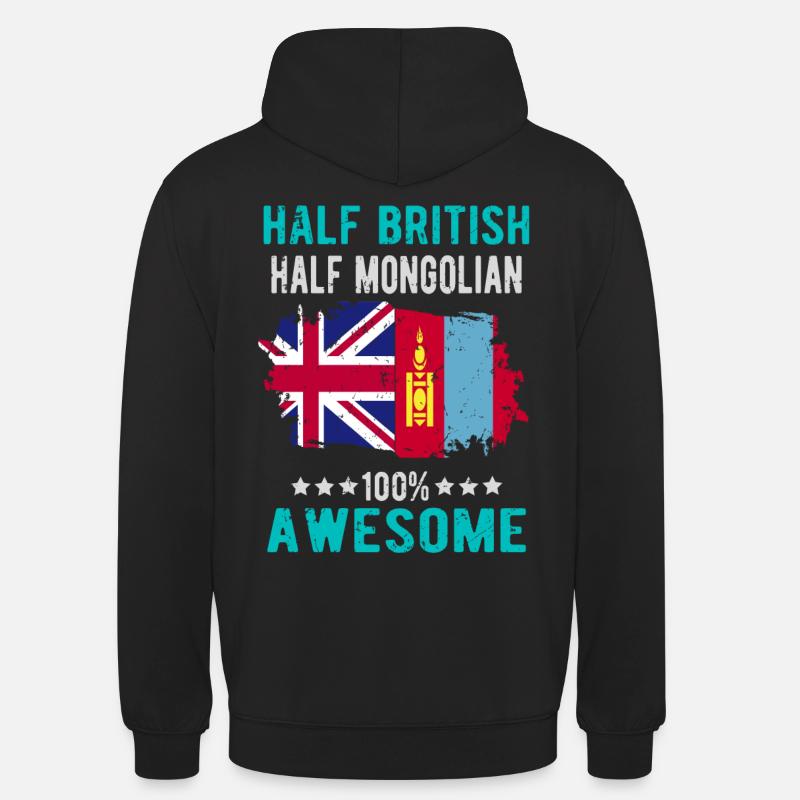 Moitié britannique moitié mongol - Sweat-shirt à capuche unisexe - noir