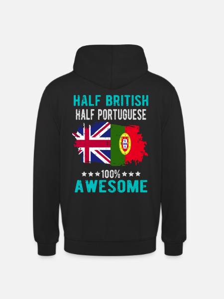 Half British Half Portuguese - Unisex Hoodie - black