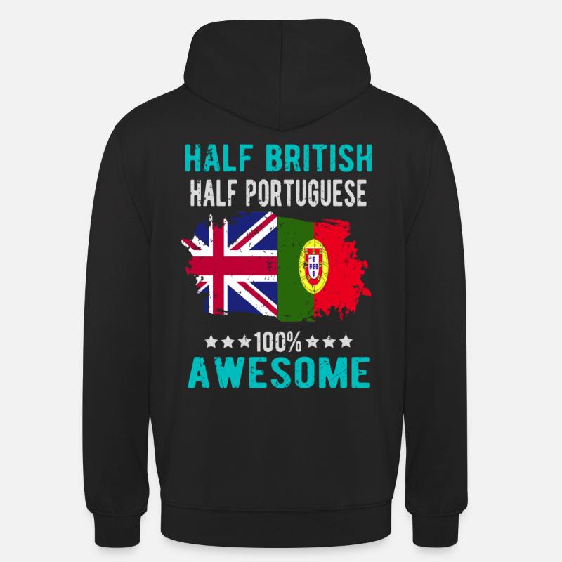 Halb Brite Halb Portugiese - Unisex Hoodie - Schwarz