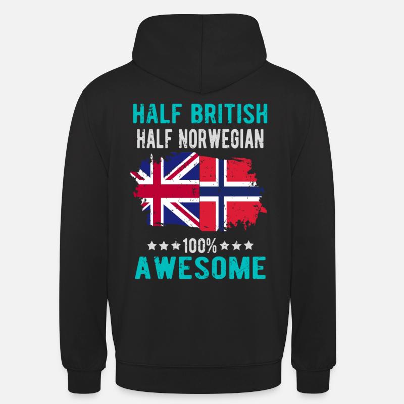 Half British Half Norwegian - Unisex Hoodie - black