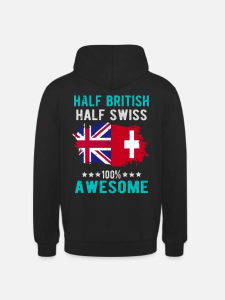 Halb Brite Halb Schweizer - Unisex Hoodie - Schwarz