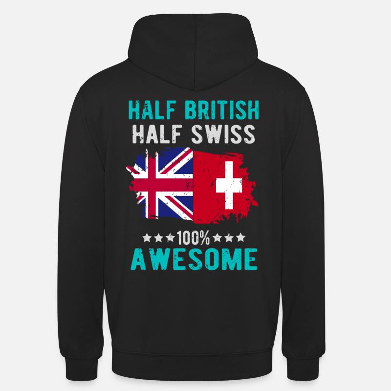 Halb Brite Halb Schweizer - Unisex Hoodie - Schwarz