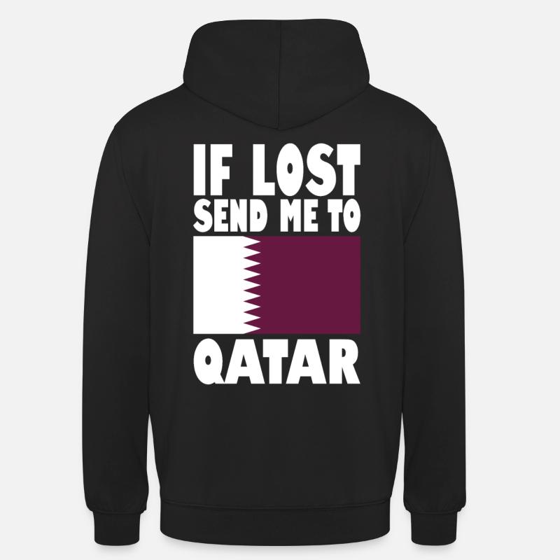 Slogan du drapeau du Qatar - Sweat-shirt à capuche unisexe - noir