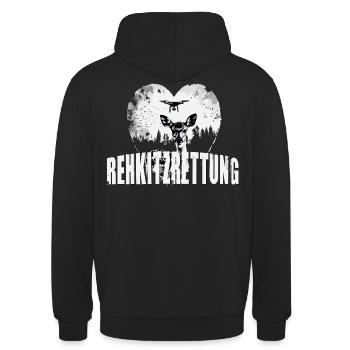 Rehkitzrettung - Unisex Hoodie - Schwarz - Hinten - Michal (187cm)