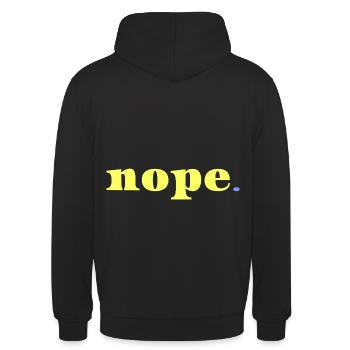 Nope Statement Spruch Ironie Minimal Stil - Unisex Hoodie - Schwarz - Hinten - Michal (187cm)