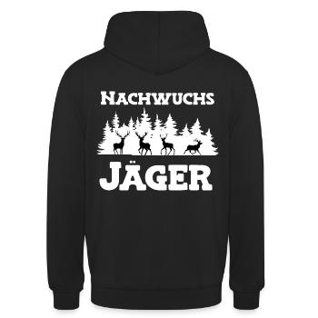Nachwuchs Jäger Nachwuchsjäger Jagd Papa Jägerin - Unisex Hoodie - Schwarz - Hinten - Michal (187cm)