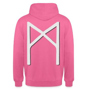 Futhark Runic Alphabet Mannaz - Unisex Hoodie - pink - Back - Michal (187cm)