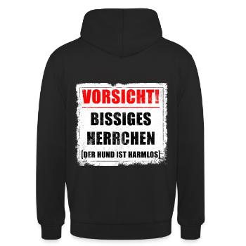 Vorsicht! Bissiges Herrchen - Unisex Hoodie - Schwarz - Hinten - Michal (187cm)