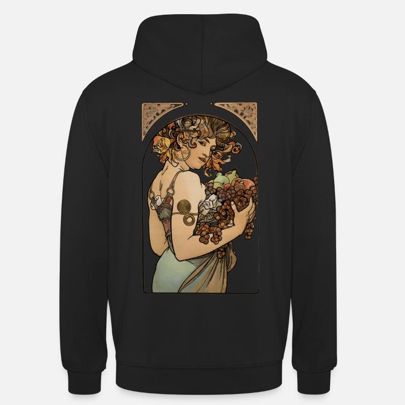 Alfons Mucha - Le Fruit - Sweat-shirt à capuche unisexe - noir