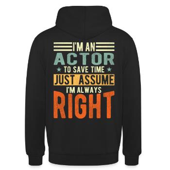 Schauspieler - Unisex Hoodie - Schwarz - Hinten - Michal (187cm)