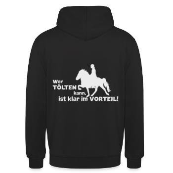 Tölten Spruch Tölter Tölt Islandpferd - Unisex Hoodie - Schwarz - Hinten - Michal (187cm)