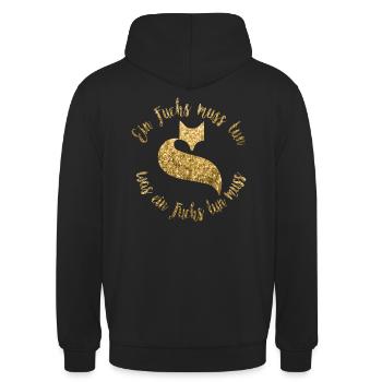 Ein Fuchs muss tun was ein Fuchs tun muss - GOLD - Unisex Hoodie - Schwarz - Hinten - Michal (187cm)