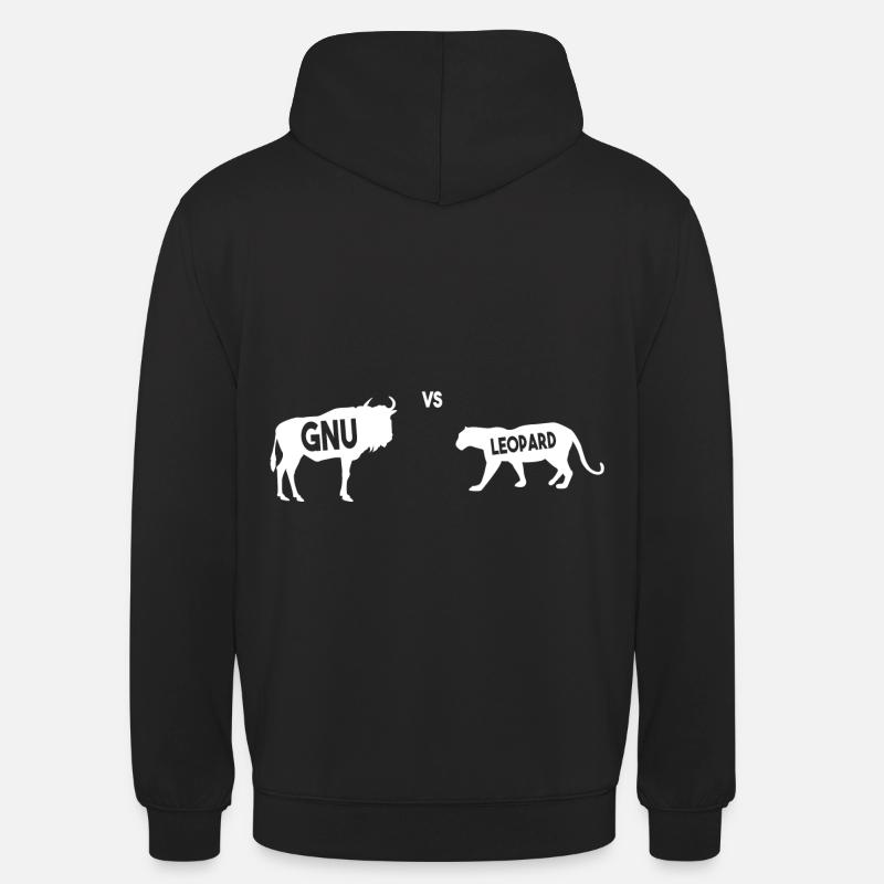 GNU vs Leopard T-Shirt - Sweat-shirt à capuche unisexe - noir
