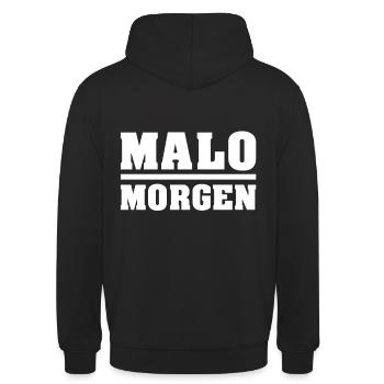 malo morgen weis - Unisex Hoodie - Schwarz - Hinten - Michal (187cm)