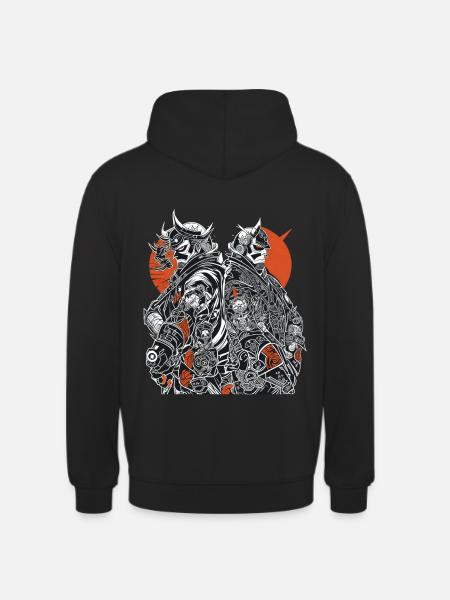 Duo de samouraïs : art d’armure à contraste élevé - Sweat-shirt à capuche unisexe - noir