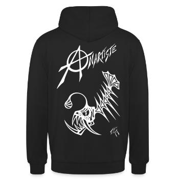 "anartiste" blanc - Sweat-shirt à capuche unisexe - noir - Dos - Michal (187cm)