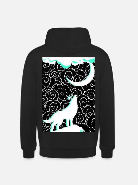 Yawling Wolf - Sweat-shirt à capuche unisexe - noir