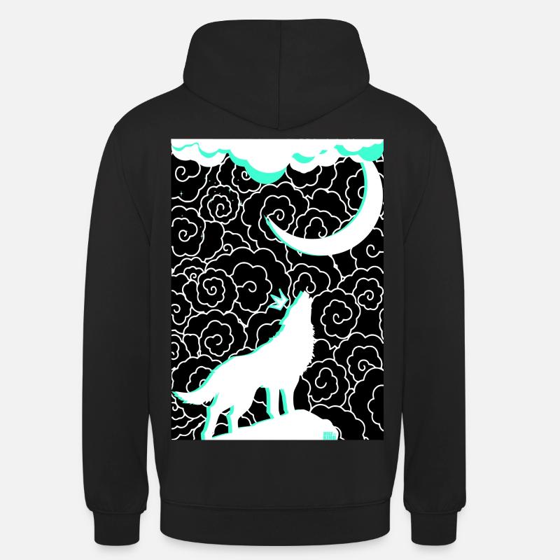 Yawling Wolf - Sweat-shirt à capuche unisexe - noir