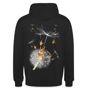 I LOVE YOU - Pusteblume Gebärdensprache BACKPRINT - Unisex Hoodie - Schwarz - Hinten - Michal (187cm)