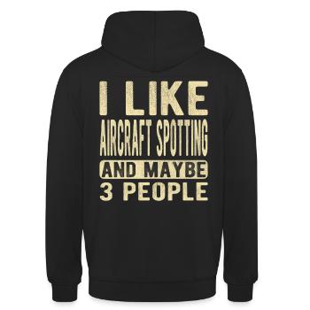 Aircraft spotting Saying - Unisex Hoodie - black - Back - Michal (187cm)