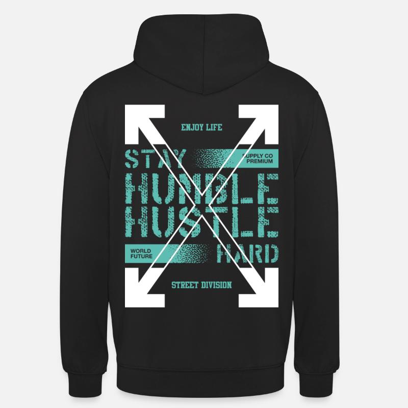 RESTEZ HUMBLE - HUSTLE HARD - Sweat-shirt à capuche unisexe - noir
