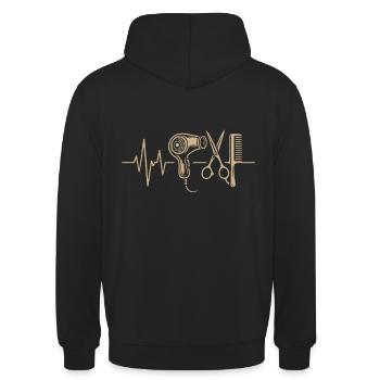 Friseur Herzschlag Design - Unisex Hoodie - Schwarz - Hinten - Michal (187cm)
