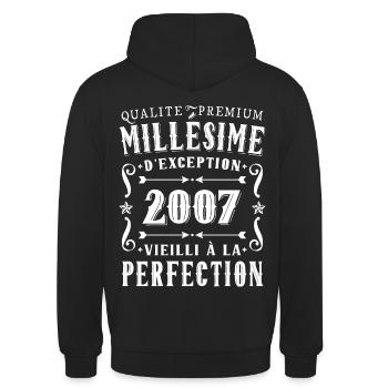 Anniversaire 18 Ans Millésime 2007 Cadeau Fête - Sweat-shirt à capuche unisexe - noir - Dos - Michal (187cm)
