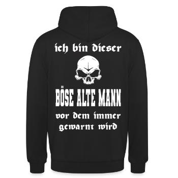 Böser Alter Mann - Unisex Hoodie - Schwarz - Hinten - Michal (187cm)