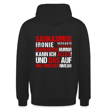 Sarkasmus Ironie versaute Gedanken schwarzer Humor - Unisex Hoodie - Schwarz - Hinten - Michal (187cm)