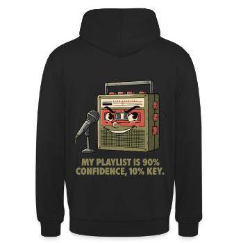 90 % de confiance en soi, 10 % de tonalité - Sweat-shirt à capuche unisexe - noir - Dos - Michal (187cm)