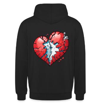 Gebrochenes Herz - Unisex Hoodie - Schwarz - Hinten - Michal (187cm)