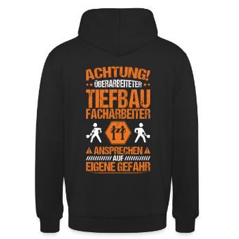 Tiefbaufacharbeiter Tiefbau Spezialtiefbauer - Unisex Hoodie - Schwarz - Hinten - Michal (187cm)