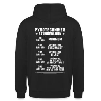 Pyrotechniker Feuerwerk Pyrotechnik Pyrotechnician - Unisex Hoodie - Schwarz - Hinten - Michal (187cm)