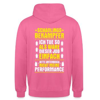 Schädlingsbekämpfer Kammerjäger Exterminator - Unisex Hoodie - Pink - Hinten - Michal (187cm)