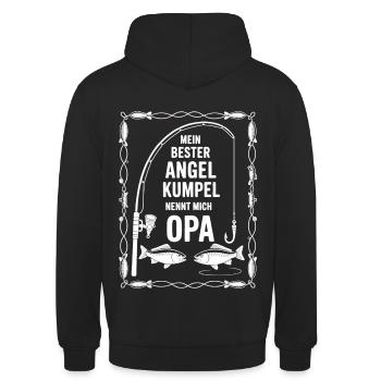 Opa und Enkel Angeln Angelbuddys. Geschenk für Opa - Unisex Hoodie - Schwarz - Hinten - Michal (187cm)