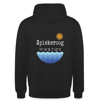 Spiekeroog Koordninaten, Spiekeroog - Unisex Hoodie - Schwarz - Hinten - Michal (187cm)