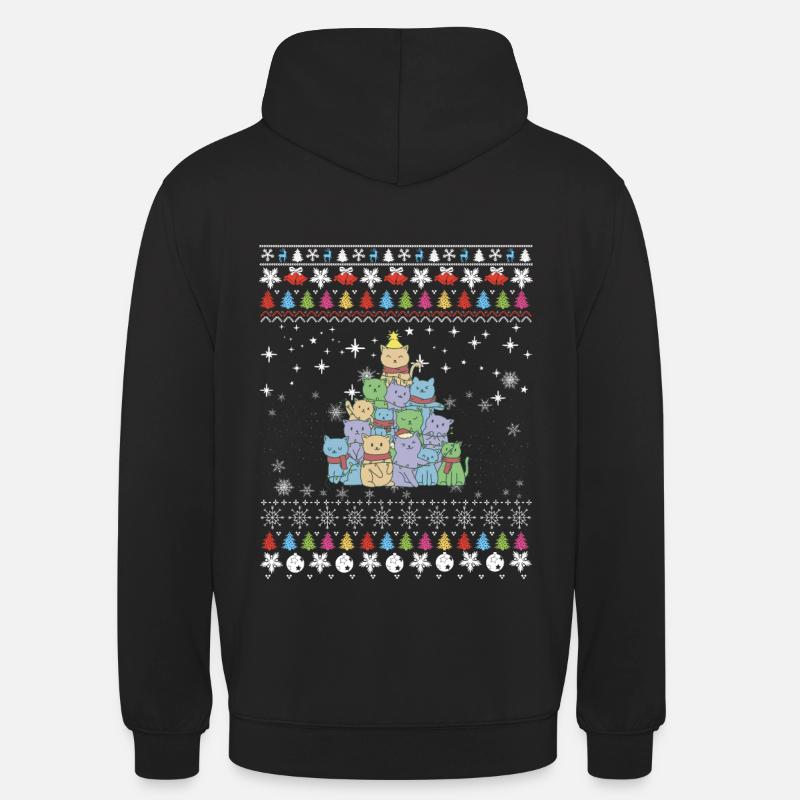 Arbre à chat Noël - Sweat-shirt à capuche unisexe - noir