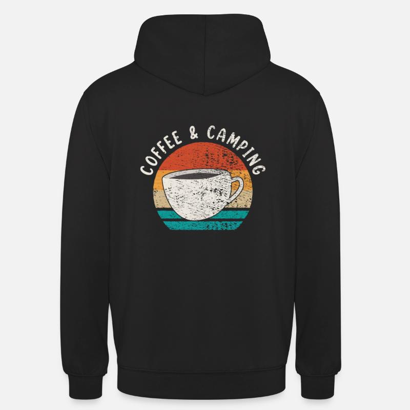 Camping et café - Sweat-shirt à capuche unisexe - noir
