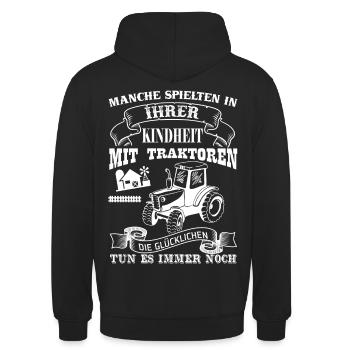 Landwirt Traktor - Unisex Hoodie - Schwarz - Hinten - Michal (187cm)