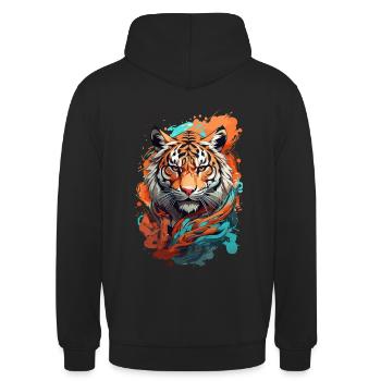 Tiger im Graffiti Stil - Unisex Hoodie - Schwarz - Hinten - Michal (187cm)