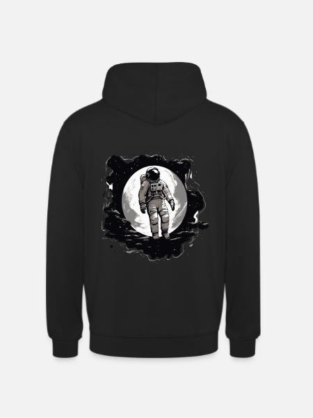 Astronaut vor Mond - Unisex Hoodie - Schwarz
