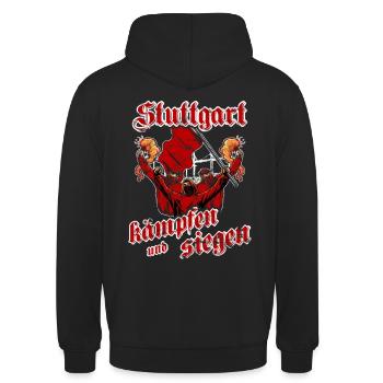 Stuttgart kämpfen und siegen - Unisex Hoodie - Schwarz - Hinten - Michal (187cm)
