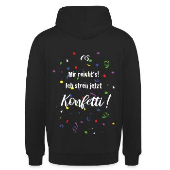 Konfetti Fasching Karneval Helau Party Feier - Unisex Hoodie - Schwarz - Hinten - Michal (187cm)