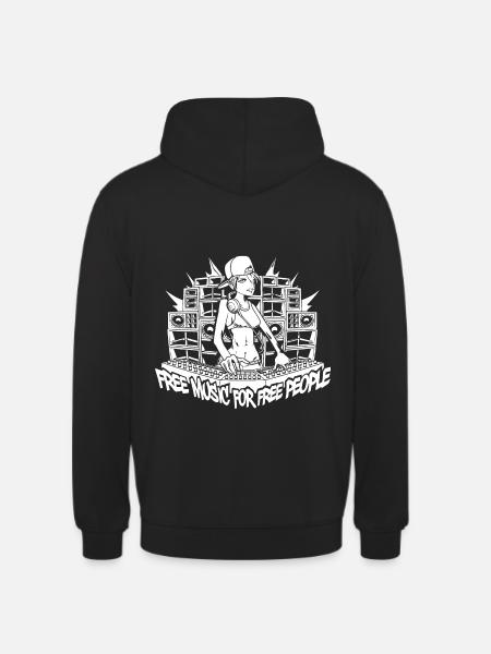 Musica gratis per persone libere - Tekno Girl Live Set - Felpa con cappuccio unisex - nero