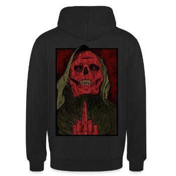 Crâne rouge F ing - Sweat-shirt à capuche unisexe - noir - Dos - Michal (187cm)