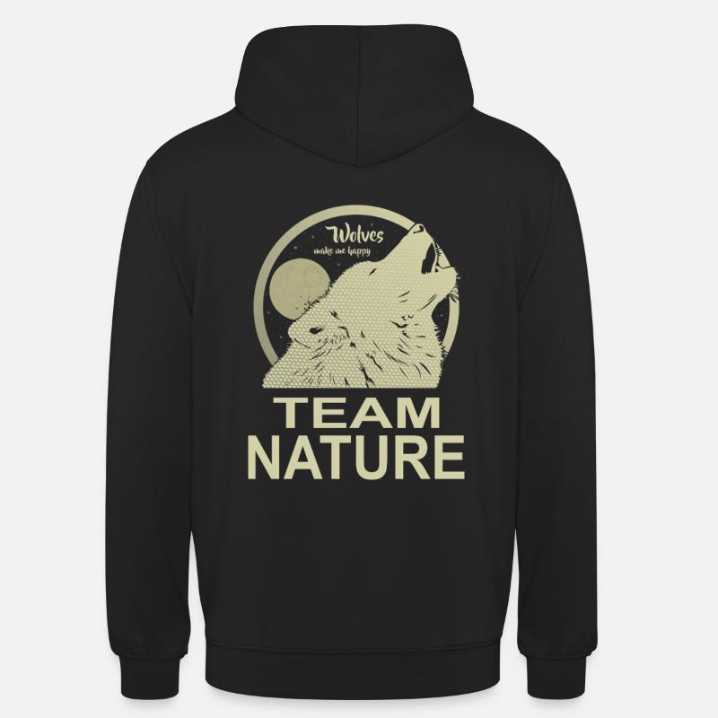 Équipe Nature Loup Lune - Sweat-shirt à capuche unisexe - noir